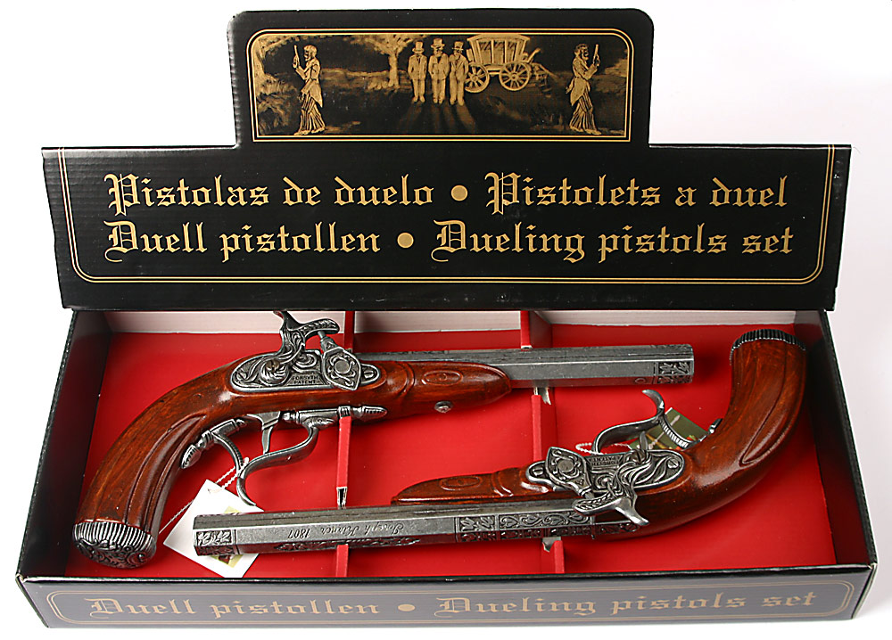 foto souprava soubojov�ch pistol� - 2 ks - �ed� kov